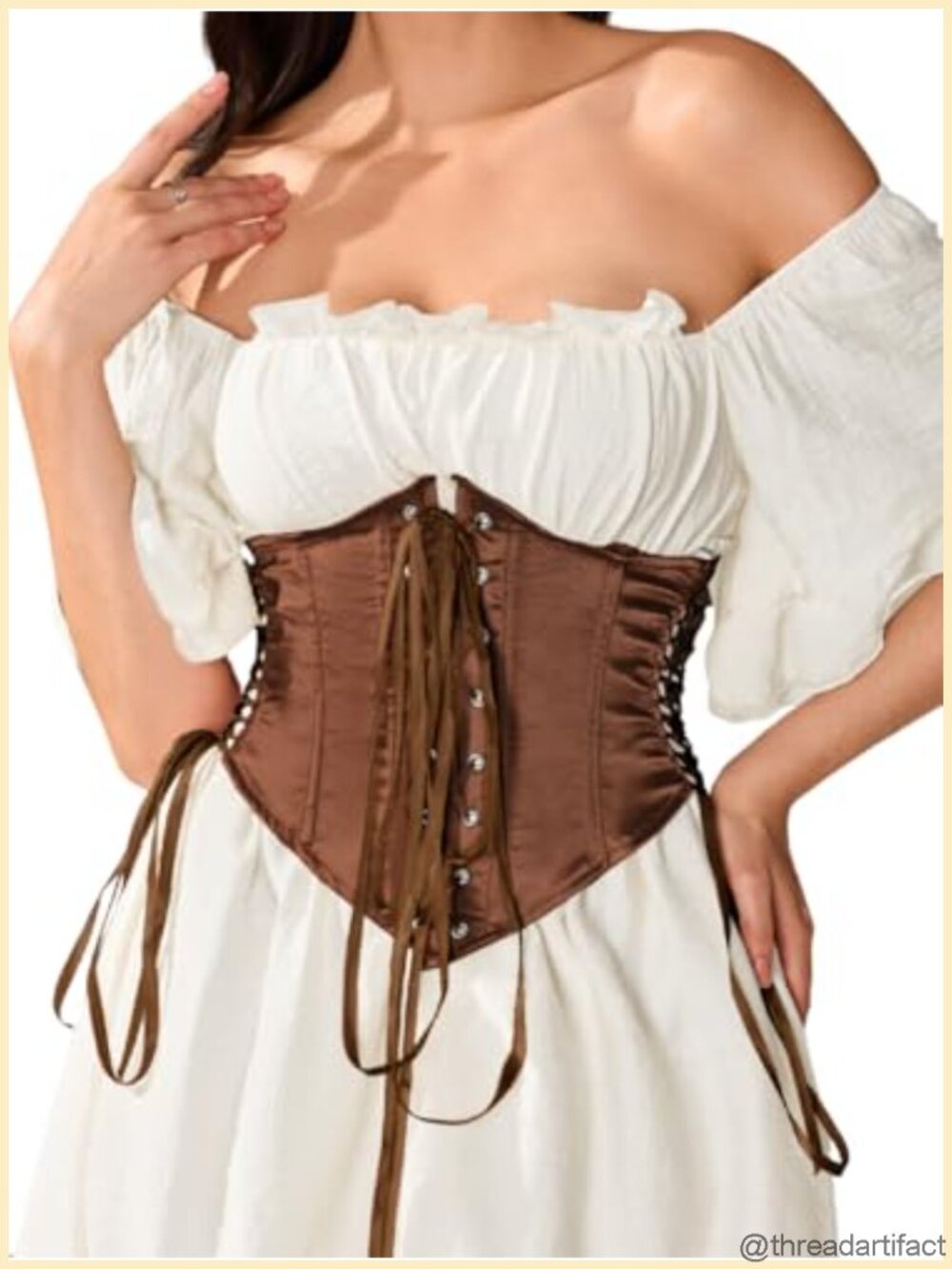 Renaissance Underbust Boned Corset Lace-Up Satin Waspie Waist Cincher
